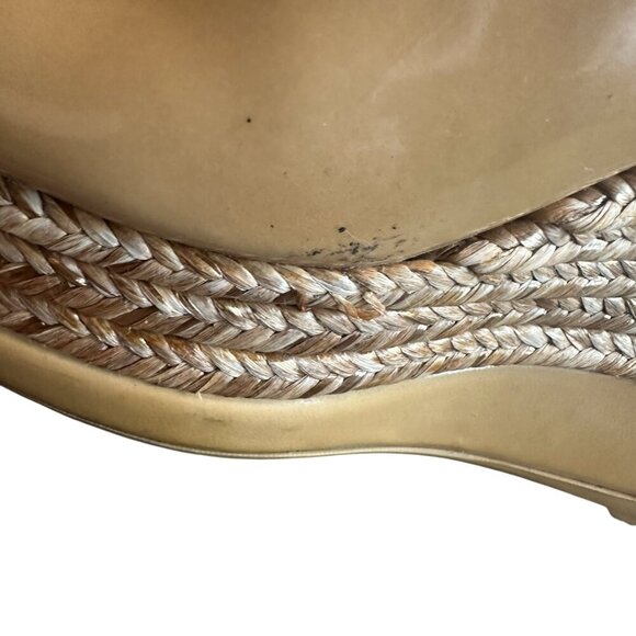 Stuart Weitzman Patent Leather Espadrille Wedge Sandals Heels Size 7 Women's - Picture 9 of 14